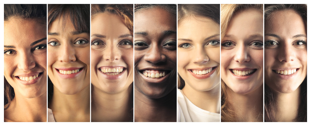 Portraits of smiling women